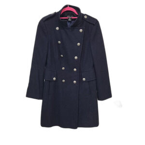 Moda International Navy Pea Coat with Silver Buttons